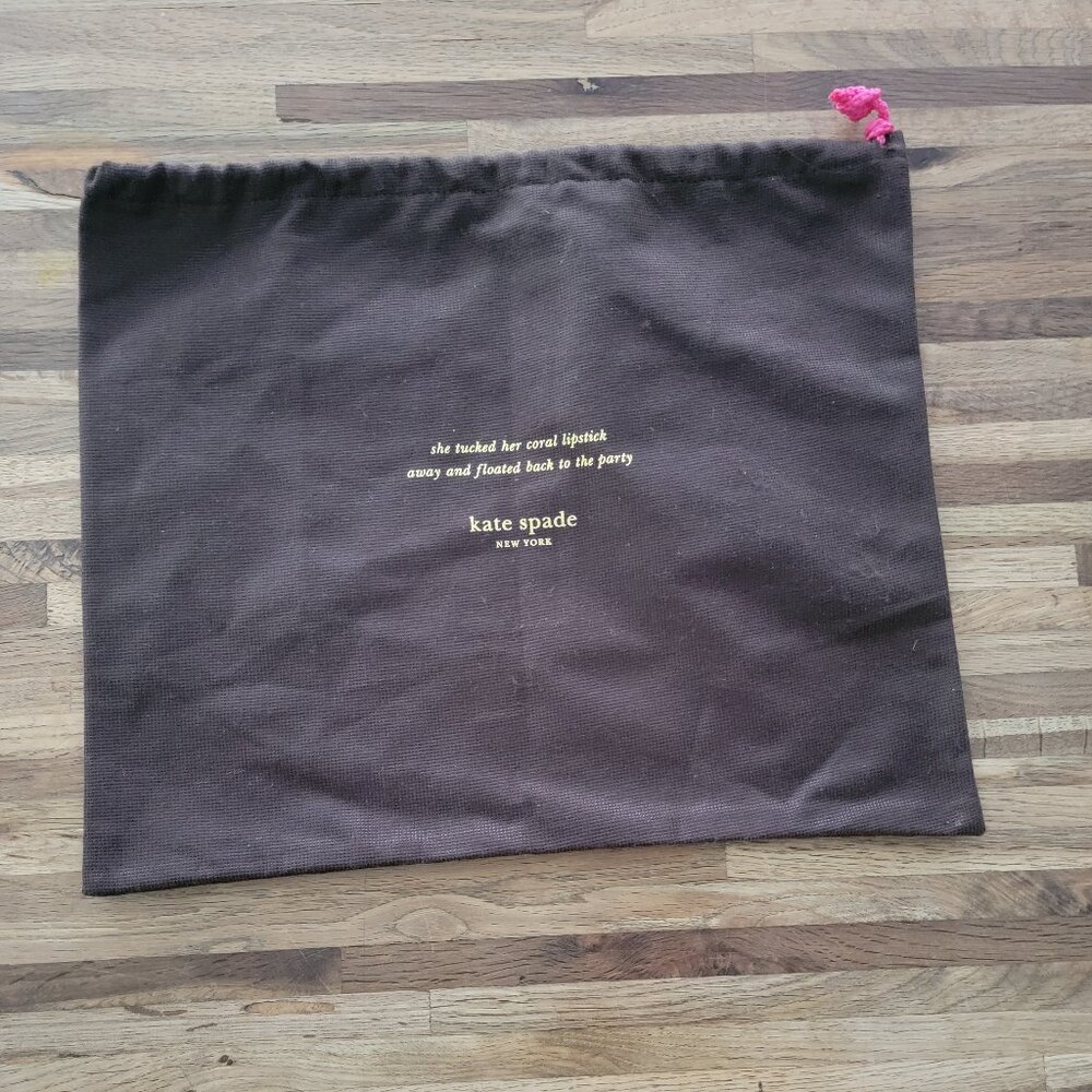 Kate Spade New York Dust Storage Bag 14"x11.5" Drawstring Cinch Sack Brown Gold - Picture 1 of 7